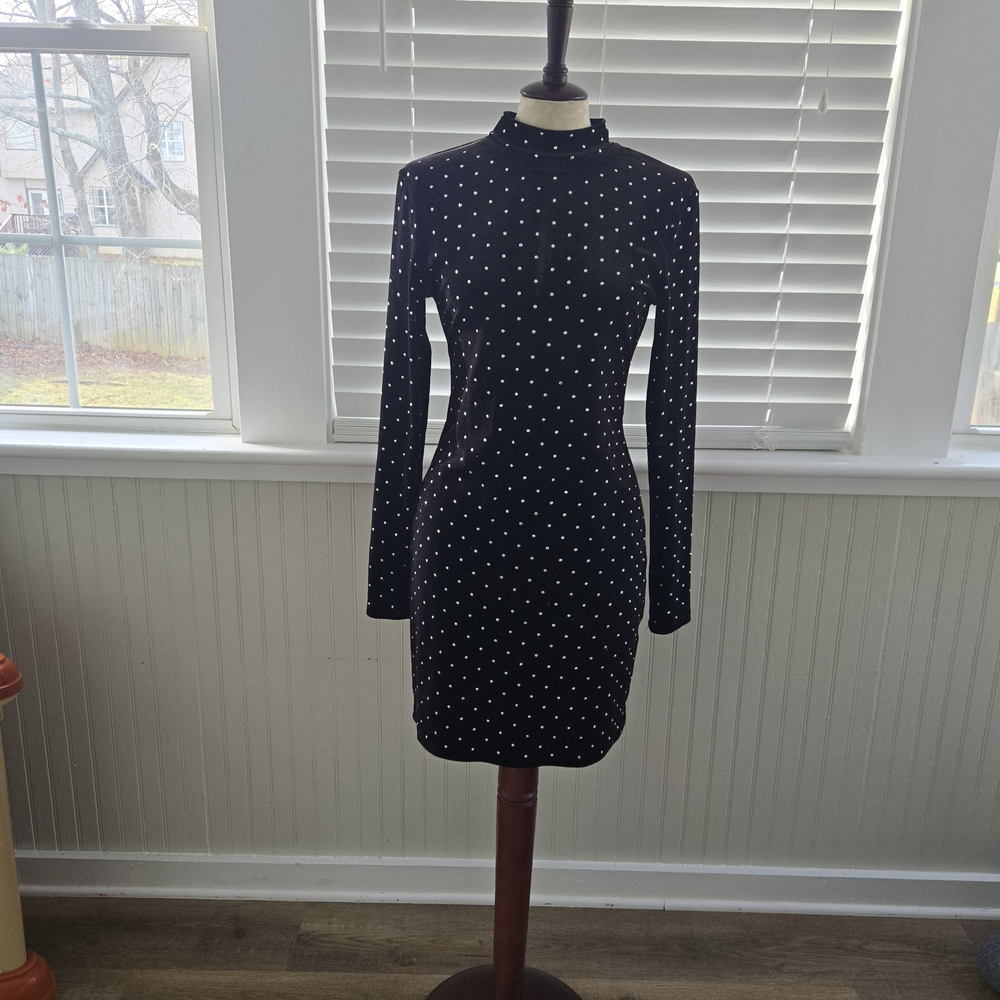 H&M Black Long Sleeve Dress with Studs